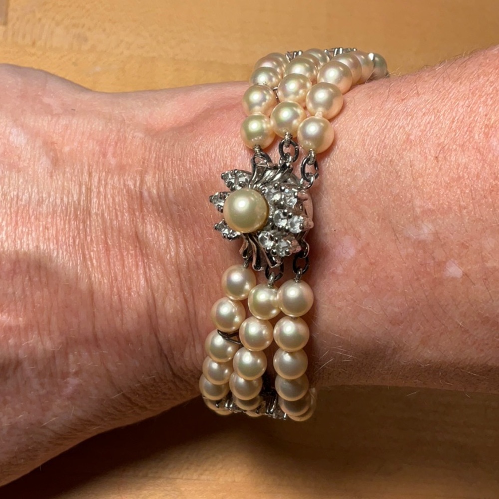 Costume 925 pearl and cz bracelet